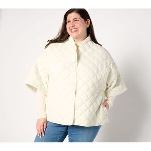 Maya J Women's Jacket Sz XL Quilted -Sleeve Button Back Detailed White A679509